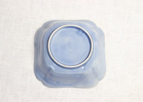 江戸中期瑠璃釉色絵人参と草花図角なます皿５客組 １客あたり傷