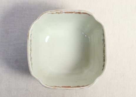 明治前期色絵松竹梅に鶴図角向付 5客組　窯傷有り