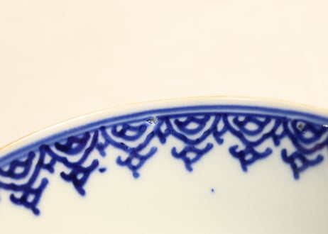明治前期ベロ藍鳳凰図通り物飯茶碗