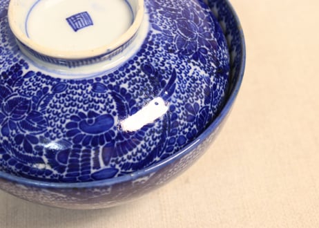 明治前期紙刷桐と鳳凰図飯茶碗
