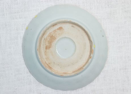 江戸幕末染付貝図菊花型小なます皿 ノミホツ,高台ホツ