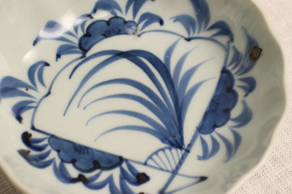 なます皿 4枚 染付 蝶 鳥 渦巻 風車 花弁縁 江戸 【公式通販】