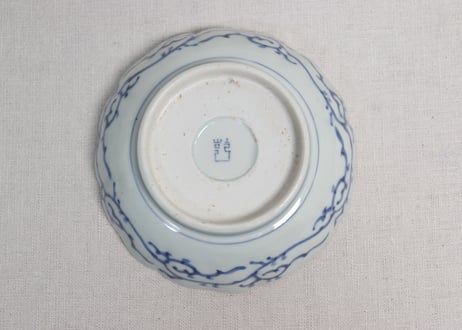 江戸幕末線描き牡丹と蝶図なます皿①