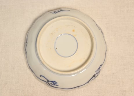 明治前期色絵梅と鶯に鳥籠図通り物なます皿①　薄め