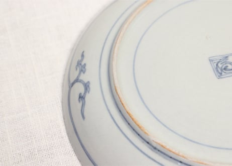 江戸中期染付鉄線図6寸皿5客組 ノミホツ,ムシクイ