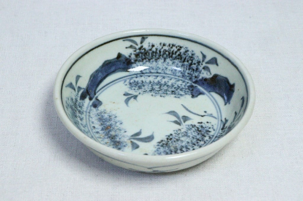 染付皿 4枚 扇子 小皿 江戸後期 訳アリ 窯傷 歪み 欠け 染付皿 4枚 扇子 小皿 江戸後期 訳アリ 窯傷 歪み 欠け