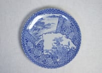 明治後期~大正銅判山水と菊と牡丹図大皿 高台ひっつき