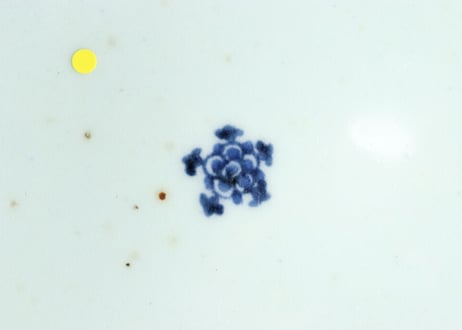 江戸中期染付波に桜図7寸皿 フリモノ