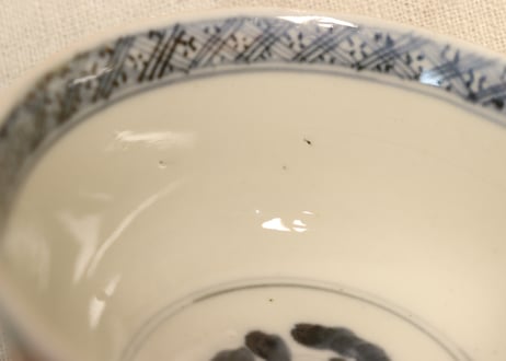 明治前期色絵山水図飯茶碗