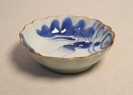 江戸幕末染付龍図なます皿①