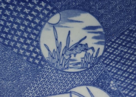 明治後期~大正銅判窓絵散らし図尺皿