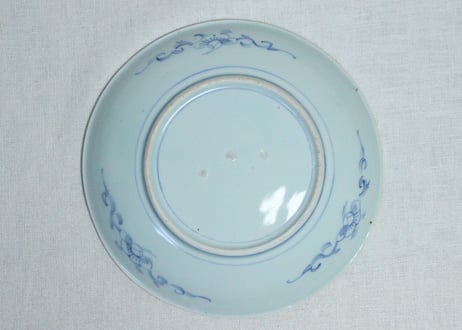 江戸幕末線描き牡丹図７寸皿②　少かたつき