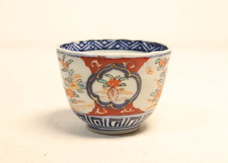 明治前期色絵花と蝶図向付