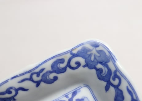 明治後期～大正銅判唐草と鳳凰図長角皿