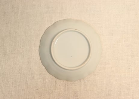 江戸幕末赤絵金彩染付松竹梅に鶴図小皿①