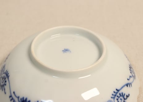 明治後期～大正染付花図輪花六角なます皿