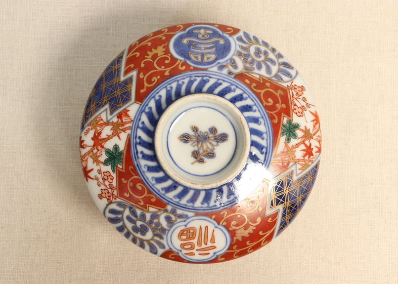 明治前期色絵松竹梅に福寿文字図蒸茶碗 シミあり | 吉祥寺PukuPuku
