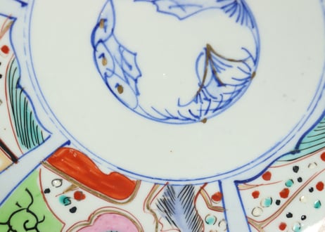 大正～昭和戦前色絵草花図7寸皿①