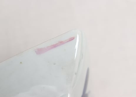 江戸幕末赤絵金彩秋海棠図通り物長皿