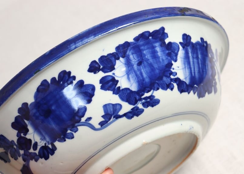 ベロ藍 大鉢 貴重 明治時代 ベロ藍 大鉢 貴重 明治時代