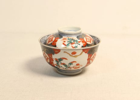 明治前期色絵萩と七宝文図飯茶碗②小ニュウ