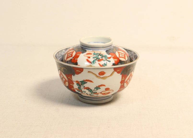 茶碗　雛まつり内絵 明治前期色絵萩と七宝文図飯茶碗②小ニュウ | 吉祥寺PukuPuku