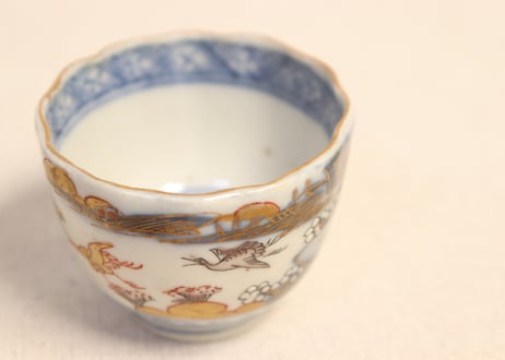 明治前期色絵山水図通り物小向付
