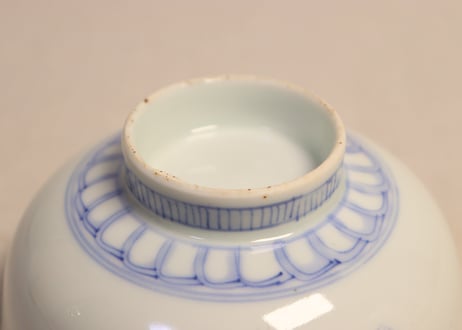 明治後期~大正染付鳳凰図蒸茶碗