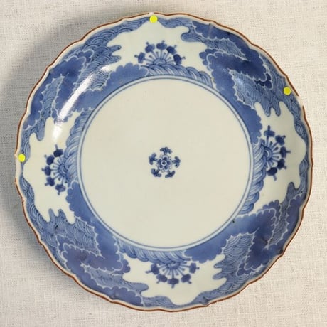 有田焼 - 【最上作品❗️】江戸時代中期　元禄～享保　藍柿右衛門　染付　花の図　輪花皿　5客 有田焼 - 【最上作品❗️】江戸時代中期 元禄～享保 藍柿右衛門