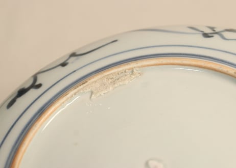江戸中期染付竹林雀図6寸皿②濃いめ フリモノ