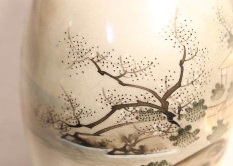 明治前期九谷焼色絵家風景図通り物三合徳利①
