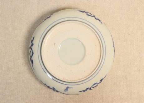 江戸中期染付三方に牡丹図なます皿
