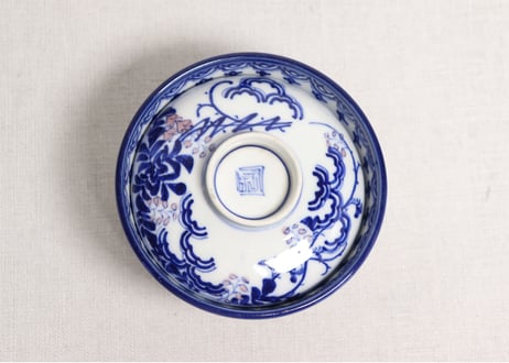 明治前期染付藤図蓋茶碗