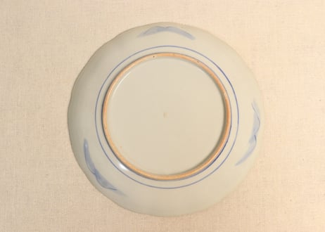明治前期金彩染付山水図7寸皿
