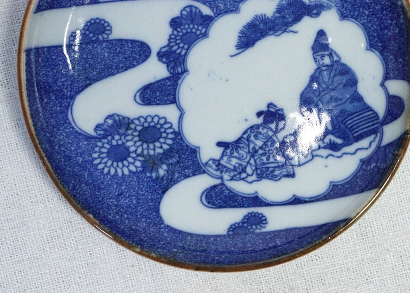 明治後期～大正銅判菊水に公家人物図小皿 | 吉祥寺PukuPuku