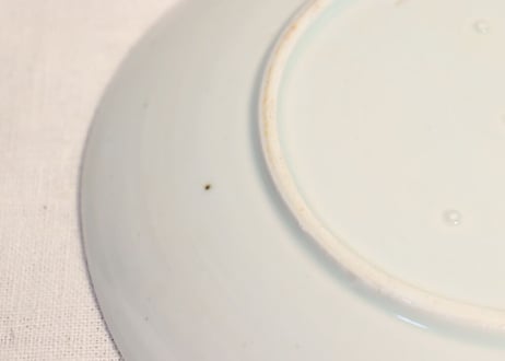 江戸幕末染付山水図7寸皿 がたつき,黒点