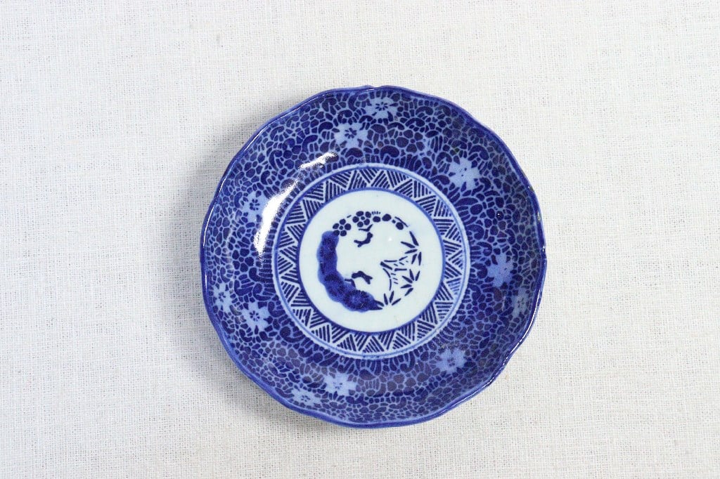 印判八角皿文明開化図MA57