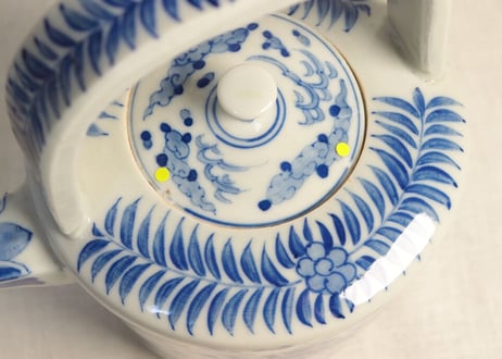 明治前期染付鳳凰図銚子 共箱付き,2ｐセット/ニュウ,蓋小ホツ複数