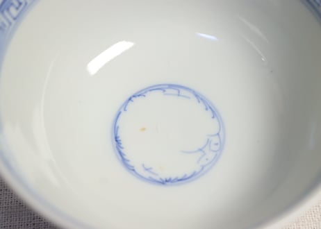明治後期~大正染付山水図蓋茶碗①