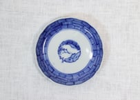 明治前期染付羽根市松図小皿