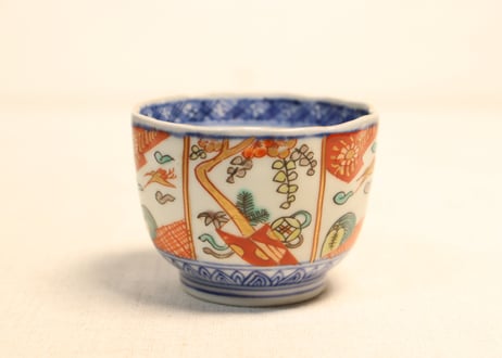 明治前期色絵熨斗と鶴亀図向付