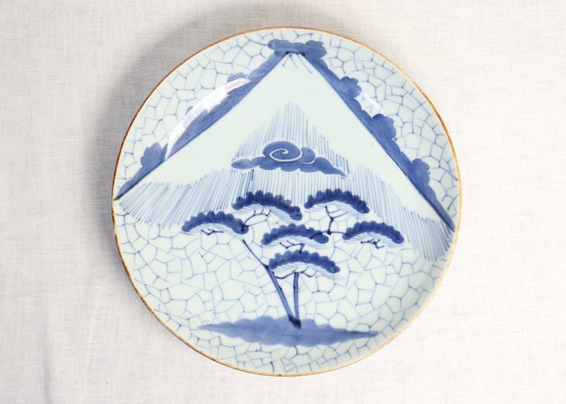 江戸幕末染付富士と氷裂文尺皿 | 吉祥寺PukuPuku