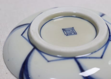 明治前期染付捻子文小皿①濃いめ