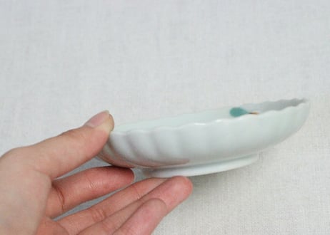 昭和戦前色釉猫柳図小皿