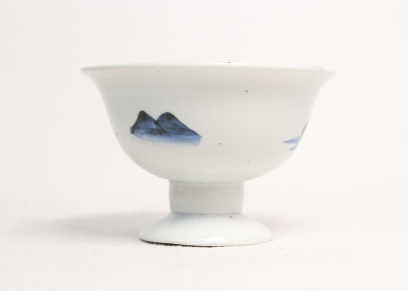 江戸幕末染付山水図盃洗 ホツ,ぐらつき | 吉祥寺PukuPuku