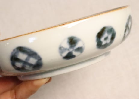 明治前期色絵柘榴と鳥図5寸深皿 釉剥げ