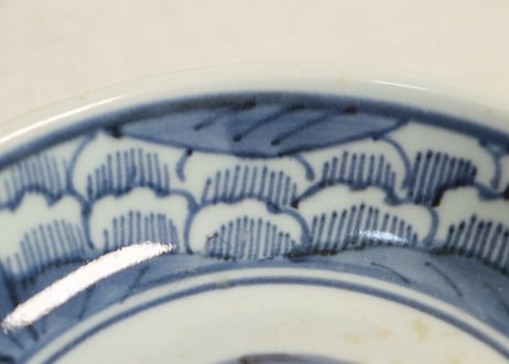 江戸後期青磁染付牡丹花弁図春寒鉢 少甘手,少フリモノ