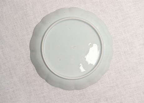 江戸後期染付柳に牡丹図6.5寸皿