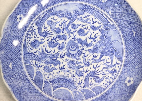 明治後期～大正銅判雲龍図8寸皿