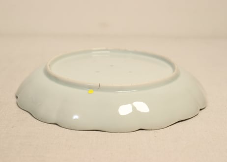 江戸幕末染付柳に牡丹図７寸皿②窯傷